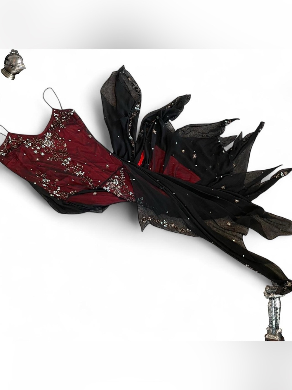 Vintage 100% silk Adrianna Papell vampy beaded sequin embellished fairy dress